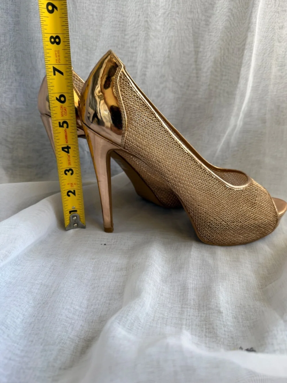 Charlotte Russe Kydee Peep Toe Heels |‎ Rose Gold | Women’s Size 9 | Party Glam